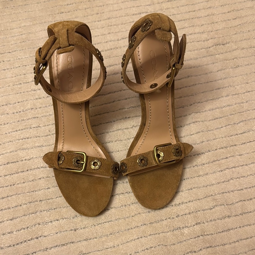 Coach Tan Suede Heels